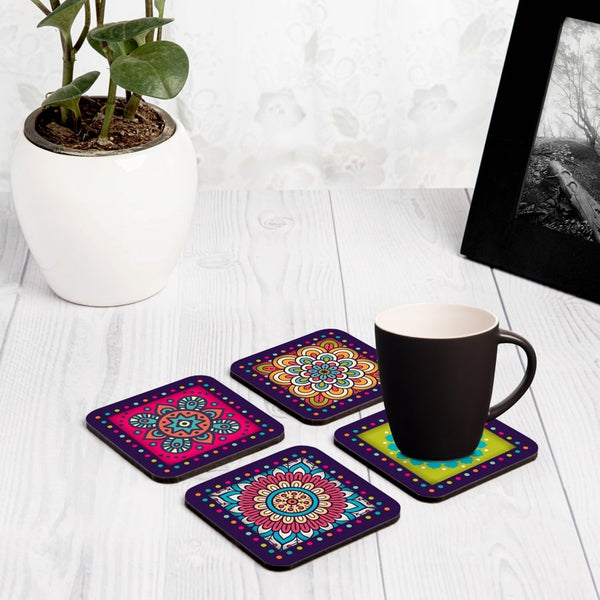 Laminated Mandala Big Coaster, Set of 4