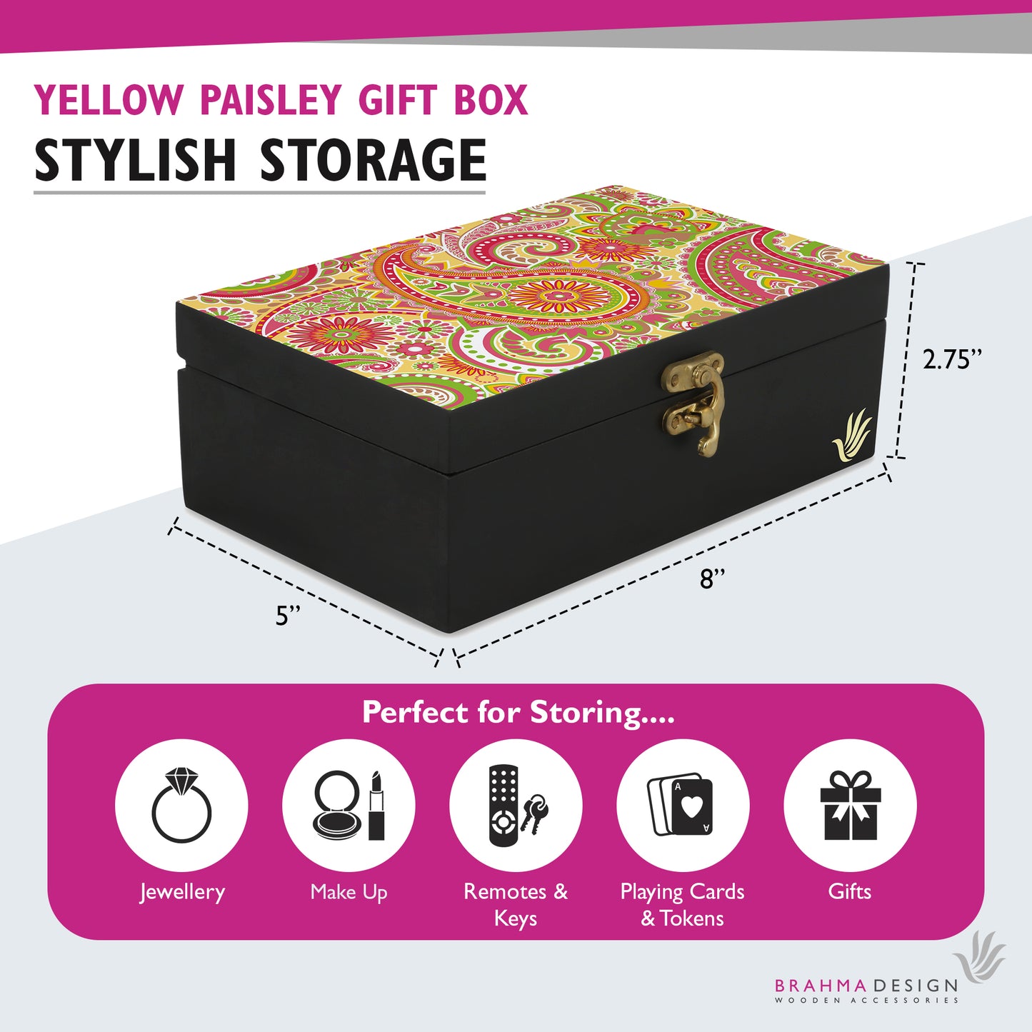 Yellow Paisley Gift Box-M