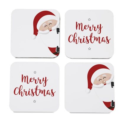 Xmas Santa 4 piece Coaster Set 3.75" x 3.75"