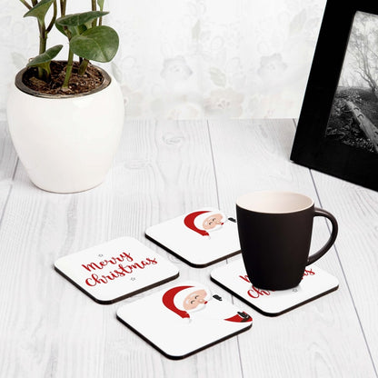 Xmas Santa 4 piece Coaster Set 3.75" x 3.75"