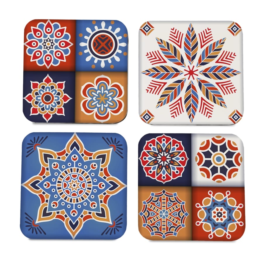 Floral Tiles Coaster Set Brahma Design