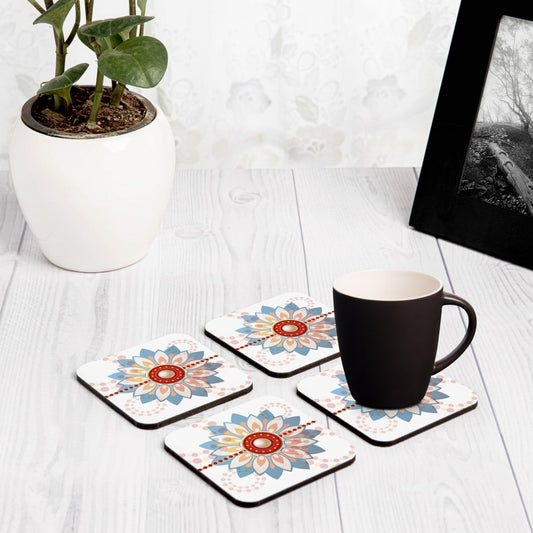 Rakhee Blue 4 piece Coaster Set 3.75" x 3.75"