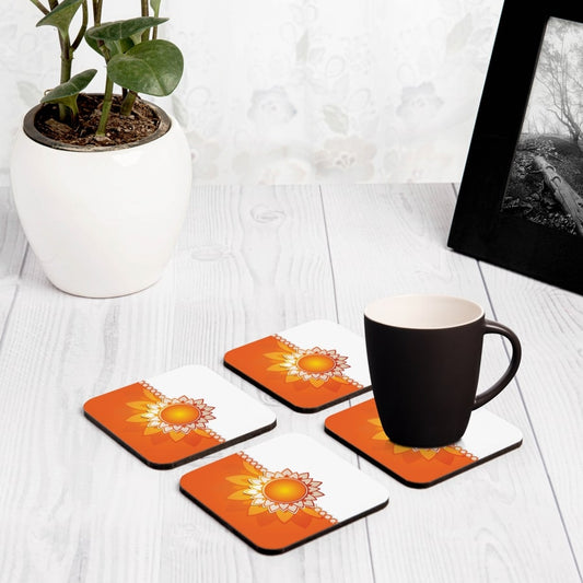 Rakhee Orange 4 piece Coaster Set 3.75" x 3.75"