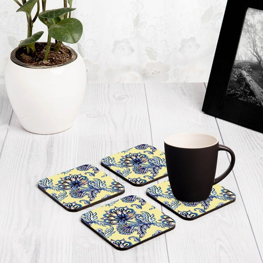 Batik Blue 4 piece Coaster Set 3.75" x 3.75"