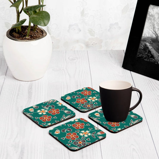 Emerald Batik 4 piece Coaster Set 3.75" x 3.75"