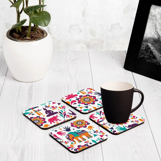 India 4 piece Coaster Set 3.75" x 3.75"