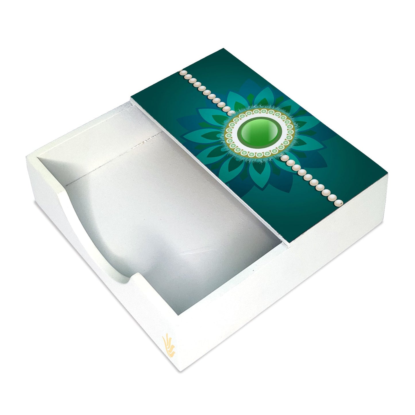 Rakhi Pearls Green Tissue Holder 6" x 6" x 1.5" Ht. - Main Image